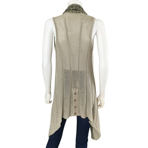 Alice + Olivia BOHO Artsy Vest sz S Sequin Beaded Asymmetric Glam Chic Layering - Picture 8 of 15